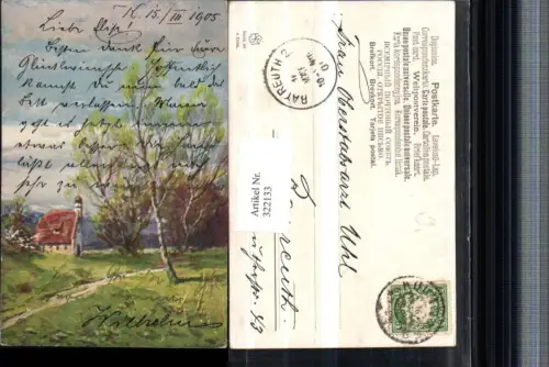 322133,Künstler AK Splitgerber Landschaft Kirche Bäume