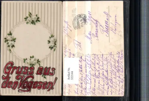 322144,Künstler AK Glitzer Gruß aus den Vogesen Blumen Rosen
