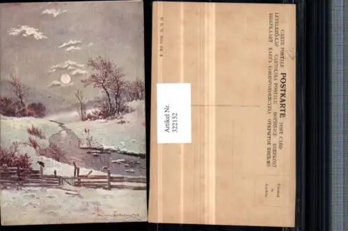 322152,Künstler AK Heinrich Wertheim Winterlandschaft Bach