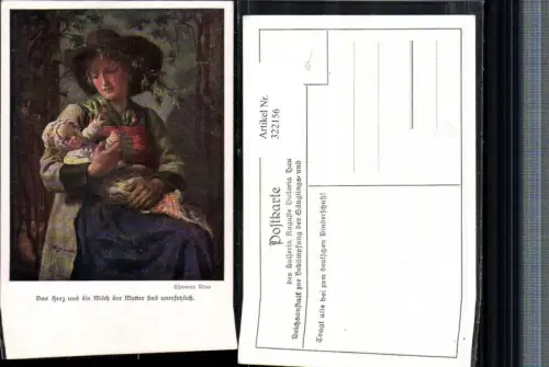 322156,Künstler AK Thomas Riss Frau Mutter m. Kind Tracht Hut