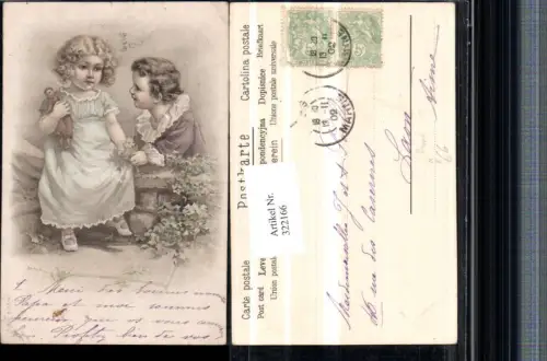 322166,Künstler AK Kinder Mädchen m. Puppe