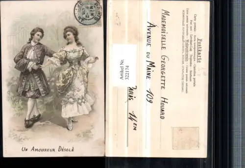 322174,Künstler AK Liebespaar Liebe Frau m. Kleid