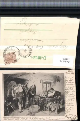322232,Künstler AK H. Kauffmann Rauflustig Männer Stube Gitarre pub Paul Bayer 218