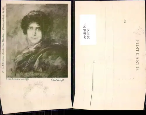 329052,Künstler Ak F. von Lenbach Studienkopf Frau pub Ackermann 441