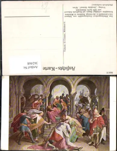 362468,Künstler Ak Schnorr v. Caroldsfeld Kriemhilde erschlägt Hagen Deutsche Heimat Sagen