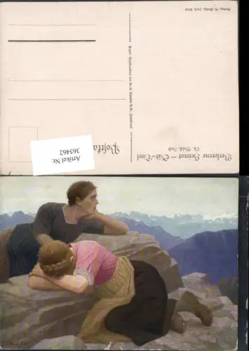 365462,Künstler AK Th. Walch Imst Verlorene Heimat Traurige Frauen Bergkulisse