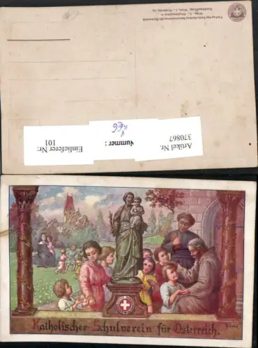 370867,Künstler AK Kinder Statue pub Katholischer Schulverein f. Österreich