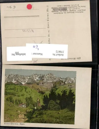 370872,Künstler AK Hans Thoma Alpen Dorf Bergkulisse