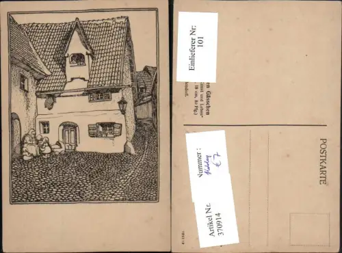 370914,Künstler AK Hermann Gradl Im alten Gässchen pub Fritz Heyder Berlin Zehlendorf
