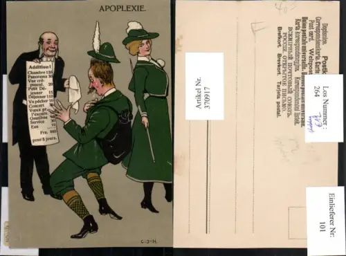 370917,Künstler AK Apoplexie Preisschock Tod Wanderer Schlaganfall