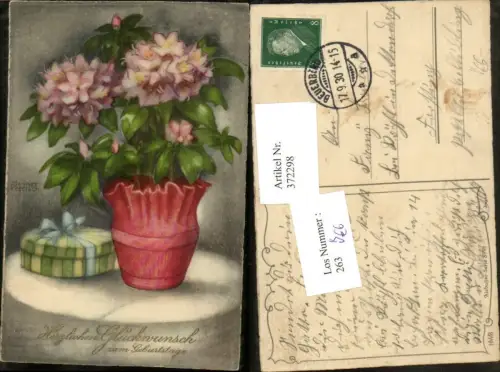 372298,Künstler AK Hannes Petersen Geburtstag Blumenstock Geschenk pub HWB 3998