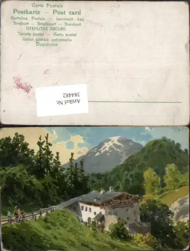 384482.Künstler AK Gottlob Theuerkauf Haus Bergkulisse