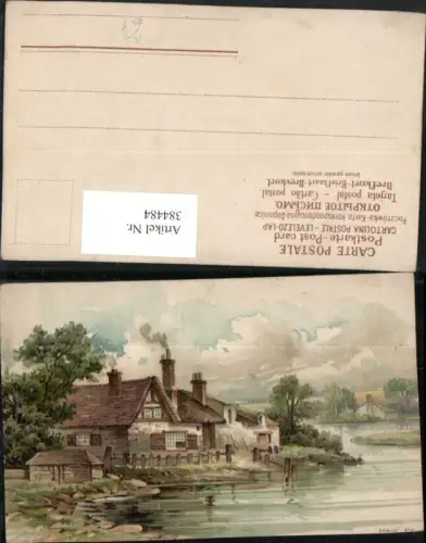 384484.Künstler AK Landschaft Fluss Haus Gebäude