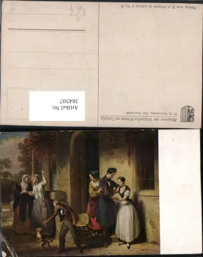 384507.Künstler AK P. E. Destouches Der Genesende Personen Junge Hund