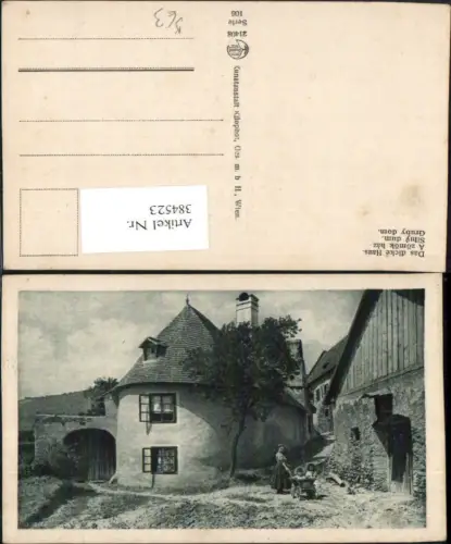 384523.Künstler AK Das dicke Haus Frau m. Kinder Kinderwagen pub Kilophot 21408