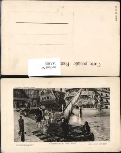 384580.Künstler AK Maurice Orange Promenade en Mer Spazierfahrt Schiffe Segelboot
