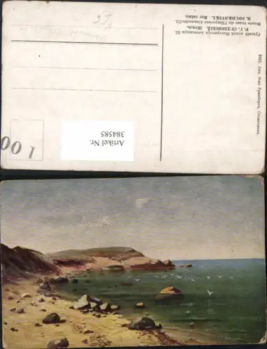 384585.Russische Künstler AK R. Soudkovsky Mer calme Strand Küste