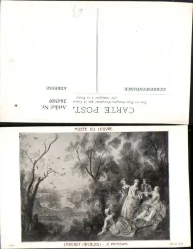 384589.Künstler AK Lancret Nicolas Musee Louvre Le Printemps Personen Frauen m. Kleider Vögel