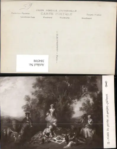 384598.Künstler AK N. Lancret Musee Louvre L'Automne Personen Picknick Esel