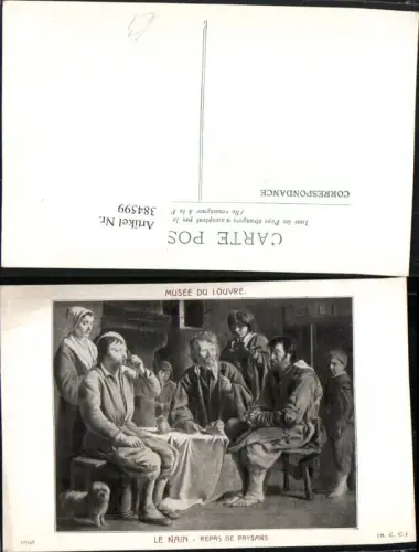 384599.Künstler AK Le Nain Musee Louvre Repas de Paysans Personen Hund