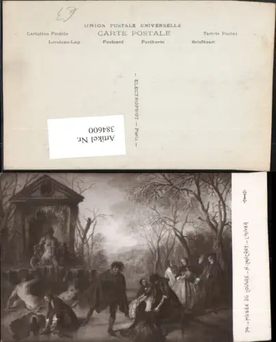 384600.Künstler AK N. Lancret Musee Louvre L'Hiver Winter Personen Kapelle