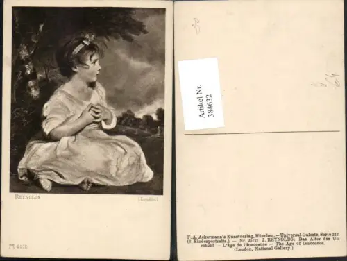 384632,Künstler AK J. Reynolds Das Alter der Unschuld Mädchen m. Kleid pub A. Ackermann 2512