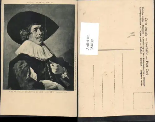 384639,Künstler AK Frans Hals Bildnis eines jungen Mannes Mann m. Hut