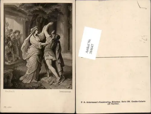 384647,Künstler AK W. v. Kaulbach Iphigenie Frau m. Kleid Männer pub A. Ackermann 1282