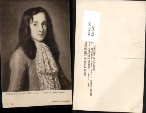384668,Künstler AK Ecole Francaise Musee Bruxelles Portrait de Jeune Homme