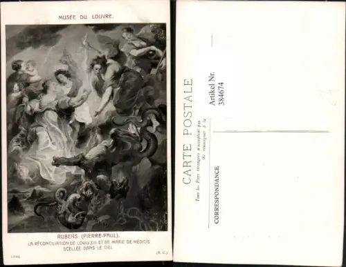 384674,Künstler AK Pierre-Paul Rubens Musee Louvre Reconciliation de Louis XIII et Marie Medicis