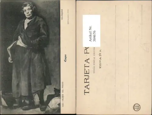 384676,Künstler AK Velazquez Museo del Prado Esopo Äsop Mann m. Buch