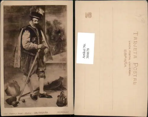 384678,Künstler AK Velazquez Un Truhan Mann m. Hut Stock