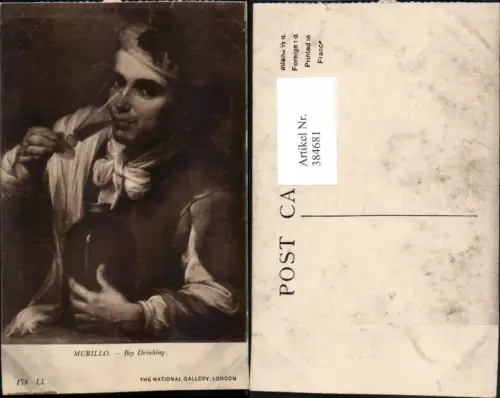 384681,Künstler AK Murillo Boy Drinking Wein Glas