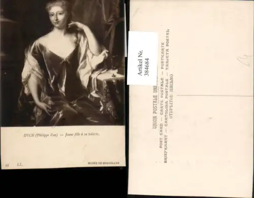 384684,Künstler AK Philippe van Dyck Musee Bruxelles Jeune fille a sa toilette Frau m. Kleid