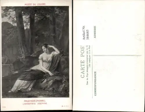 384685,Künstler AK Pierre Prud'hon Musee Louvre L'Imperatrice Josephine Frau m. Kleid