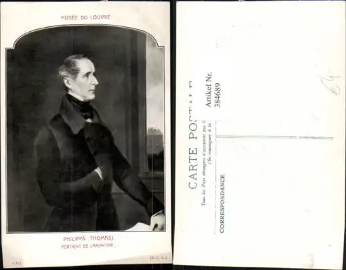 384689,Künstler AK Thomas Philipps Musee Louvre Portrait de Lamartine Mann