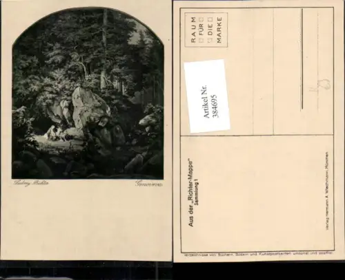 384695,Künstler AK Ludwig Richter Genoveva Wald Felsen pub A. Wiechmann