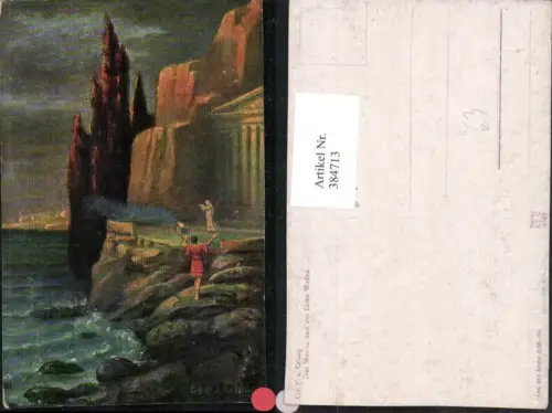 384713,Künstler AK Gd. P. v. Erlang Des Meeres und der Liebe Wellen Küste