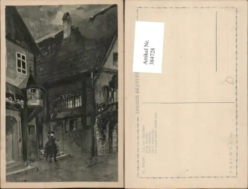 384728,Künstler AK H. Biegler Das alte Städtchen Haus Erker