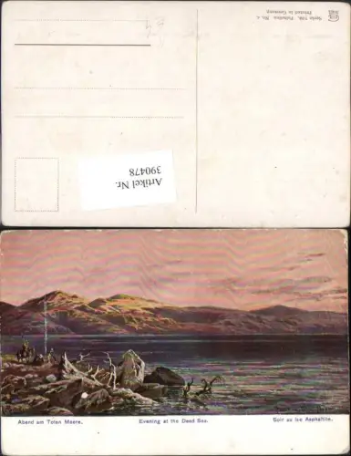 390478,Künstler AK F. Perlberg Evening at the Dead Sea Totes Meer Bergkulisse