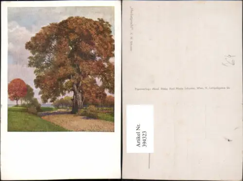 394323,Künstler AK K. M. Schuster Herbstpracht Landschaft Bäume