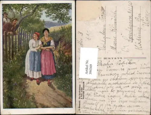 394369,Künstler AK C. Benesch Die Dorfschönen Frauen m. Kleider