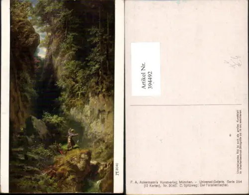 394492,Künstler AK C. Spitzweg Der Forellenfischer Fischer pub A. Ackermann 3040