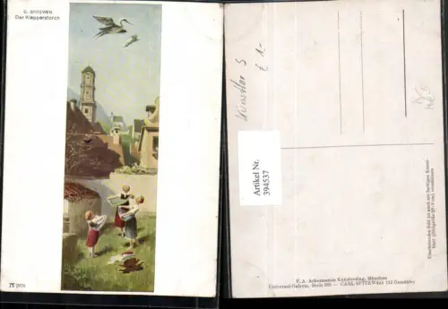 394537,Künstler AK C. Spitzweg Der Klapperstorch Storch Baby pub A. Ackermann 2976