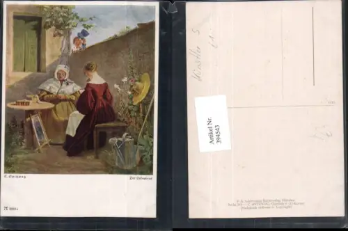 394543,Künstler AK C. Spitzweg Der Liebesbrief Frauen Gießkanne pub A. Ackermann 3030a