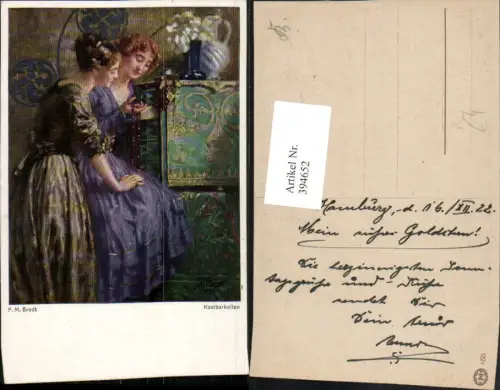 394652,Künstler AK F. M. Bredt Kostbarkeiten Frauen m. Kleider Schmuck