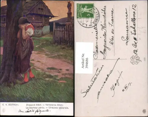 394686,Künstler AK C. v. Muttich Verlorenes Glück Frau weint