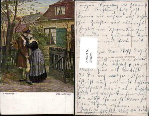 394696,Künstler AK K. Gebhardt Das Mutterherz Paar pub Hanfstaengl 23