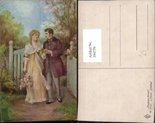 394739,Künstler AK L. Gieraf Frühling Liebe Paar Händchenhalten Blumen