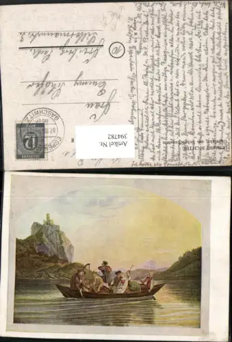 394782,Künstler AK Ludwig Richter Überfahrt am Schreckenstein b. Aussig Boot
